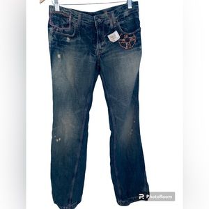 Sacred VTG Y2K Flare Embroidered Flap Back Pockets Jeans NWT Size 28 Boho